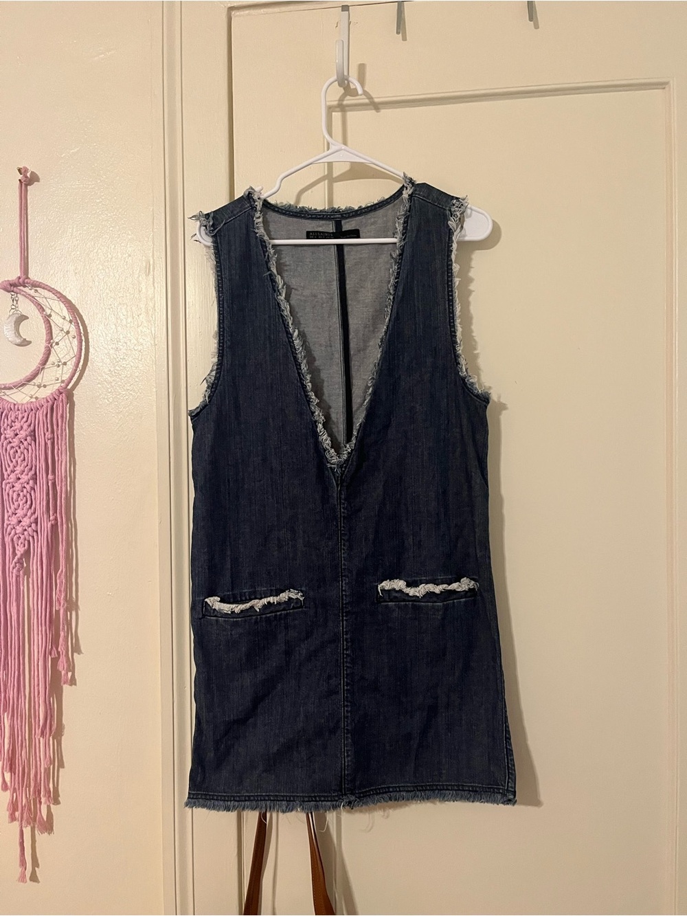 AllSaints Dark Blue Denim Sleeveless Shift Dress